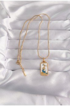 316L Çelik Gold Renk Beyaz Mineli Kız Figür Tarot Kolye 316L Çelik Gold Renk Beyaz Mineli Kız Figür Tarot Kolye
