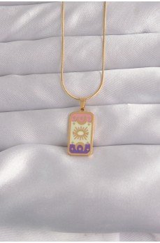 316L Çelik Gold Renk Karışık Mineli Ay Figür Tarot Kolye