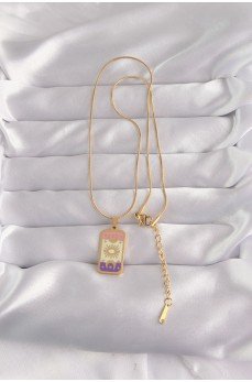 316L Çelik Gold Renk Karışık Mineli Ay Figür Tarot Kolye