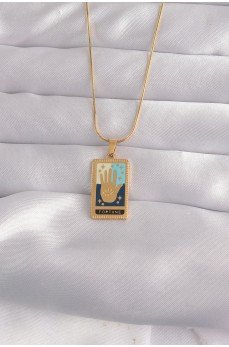 316L Çelik Gold Renk Karışık Mineli El Figür Tarot Kolye