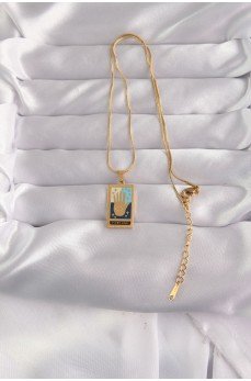 316L Çelik Gold Renk Karışık Mineli El Figür Tarot Kolye