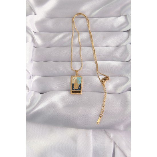 316L Çelik Gold Renk Karışık Mineli El Figür Tarot Kolye 316L Çelik Gold Renk Karışık Mineli El Figür Tarot Kolye