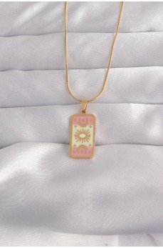 316L Çelik Gold Renk Karışık Mineli Ay Figür Tarot Kolye