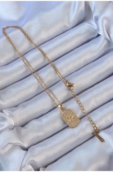 316L Çelik Zincir Altın Renk Zirkon Taşlı Kutup Yıldızlı Vintage Kolye