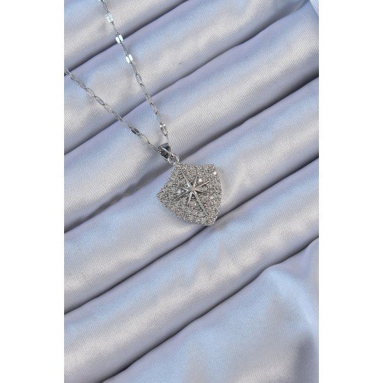 316L Çelik Zincir Gümüş Renk Zirkon Taşlı Kutup Yıldızı Kolye 316L Çelik Zincir Gümüş Renk Zirkon Taşlı Kutup Yıldızı Kolye