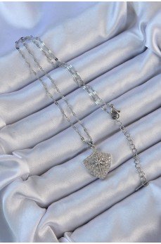 316L Çelik Zincir Gümüş Renk Zirkon Taşlı Kutup Yıldızı Kolye