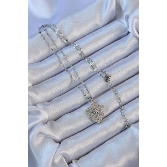 316L Çelik Zincir Gümüş Renk Zirkon Taşlı Kutup Yıldızı Kolye 316L Çelik Zincir Gümüş Renk Zirkon Taşlı Kutup Yıldızı Kolye