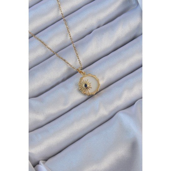 316L Çelik Altın Renk Zirkon Taşlı Mineli Kutup Yıldızı Kolye 316L Çelik Altın Renk Zirkon Taşlı Mineli Kutup Yıldızı Kolye