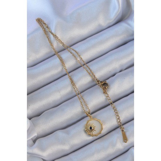 316L Çelik Altın Renk Zirkon Taşlı Mineli Kutup Yıldızı Kolye 316L Çelik Altın Renk Zirkon Taşlı Mineli Kutup Yıldızı Kolye