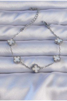 316L Çelik Gümüş Renk Sedefli Baby Boy Yonca Model Bileklik