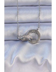 316L Çelik Gümüş Renk Zirkon Taşlı Kolye