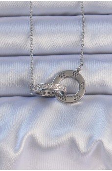 316L Çelik Gümüş Renk Zirkon Taşlı Kolye