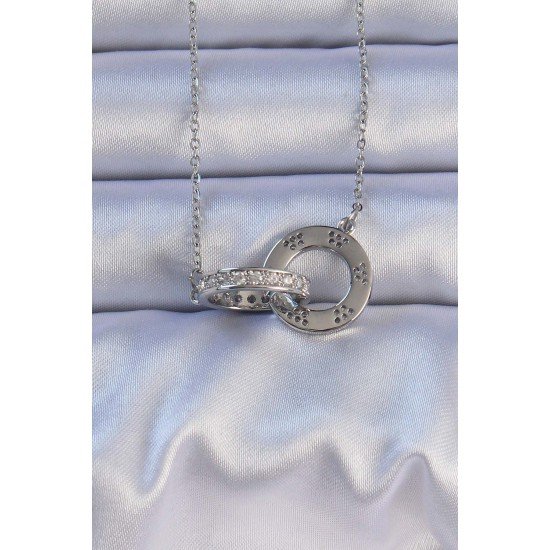 316L Çelik Gümüş Renk Zirkon Taşlı Kolye 316L Çelik Gümüş Renk Zirkon Taşlı Kolye