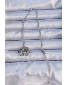 316L Çelik Gümüş Renk Zirkon Taşlı Kolye