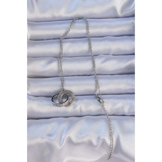 316L Çelik Gümüş Renk Zirkon Taşlı Kolye 316L Çelik Gümüş Renk Zirkon Taşlı Kolye