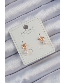 Xuping Rose Renk İnci Taşlı Düğüm Küpe