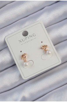 Xuping Rose Renk İnci Taşlı Düğüm Küpe