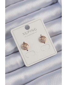 Xuping Rose Renk Zirkon Taşlı Yansımalı Oval Küpe