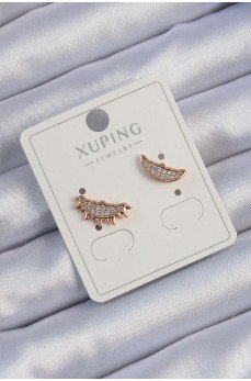 Xuping Rose Renk Zirkon Taşlı Ay ve Güneş Tasarımlı Küpe