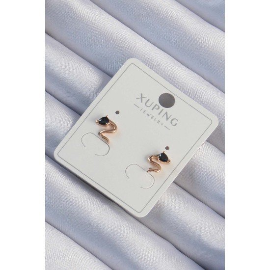 Xuping Rose Renk Siyah Zirkon Taşlı Kıvrımlı Küpe Xuping Rose Renk Siyah Zirkon Taşlı Kıvrımlı Küpe