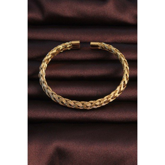 316L Çelik Altın Renk Kalın Yassı Örgü Model Erkek Bileklik 316L Çelik Altın Renk Kalın Yassı Örgü Model Erkek Bileklik