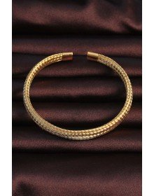 316L Çelik Altın Renk Hasır Görünüm Erkek Bileklik