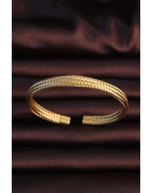 316L Çelik Altın Renk Hasır Görünüm Erkek Bileklik