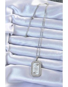 316L Çelik Zincir Gümüş Renk Mineli Zirkon Taşlı Göz Figür Tarot Kolye