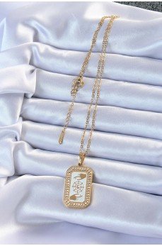 316L Çelik Zincir Altın Renk Mineli Zirkon Taşlı Göz Figür Tarot Kolye