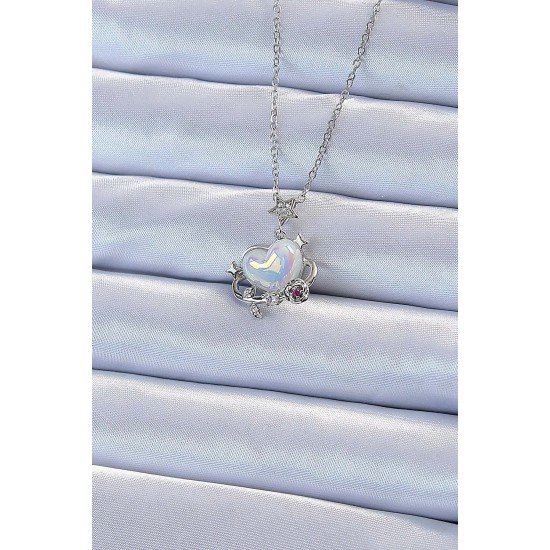 316L Çelik Zincir Gümüş Renk Zirkon Taşlı Gezegen Görünümlü Kalp Kolye 316L Çelik Zincir Gümüş Renk Zirkon Taşlı Gezegen Görünümlü Kalp Kolye