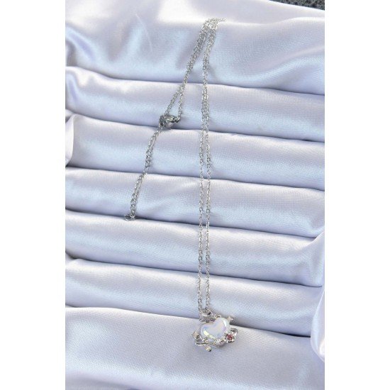 316L Çelik Zincir Gümüş Renk Zirkon Taşlı Gezegen Görünümlü Kalp Kolye 316L Çelik Zincir Gümüş Renk Zirkon Taşlı Gezegen Görünümlü Kalp Kolye