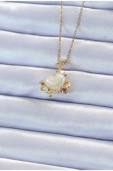 316L Çelik Zincir Altın Renk Zirkon Taşlı Gezegen Görünümlü Kalp Kolye