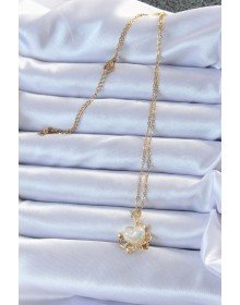 316L Çelik Zincir Altın Renk Zirkon Taşlı Gezegen Görünümlü Kalp Kolye