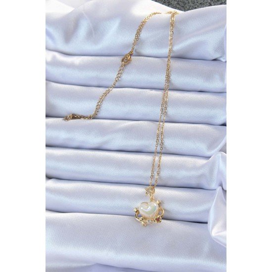 316L Çelik Zincir Altın Renk Zirkon Taşlı Gezegen Görünümlü Kalp Kolye 316L Çelik Zincir Altın Renk Zirkon Taşlı Gezegen Görünümlü Kalp Kolye