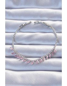 Pirinç Vip Seri Gümüş Renk Pembe Zirkon Taşlı Bileklik