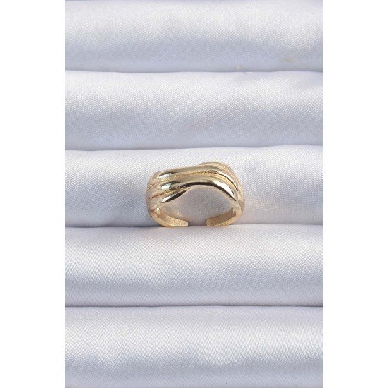 Pirinç Altın Renk Kıvrımlı Ayarlanabilir Yüzük Pirinç Altın Renk Kıvrımlı Ayarlanabilir Yüzük