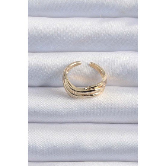 Pirinç Altın Renk Kıvrımlı Ayarlanabilir Yüzük Pirinç Altın Renk Kıvrımlı Ayarlanabilir Yüzük