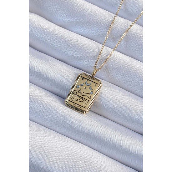 316L Çelik Zincir Eskitme Altın Renk Ay Figürlü Tarot Kolye 316L Çelik Zincir Eskitme Altın Renk Ay Figürlü Tarot Kolye