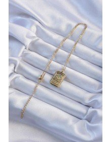 316L Çelik Zincir Eskitme Altın Renk Ay Figürlü Tarot Kolye