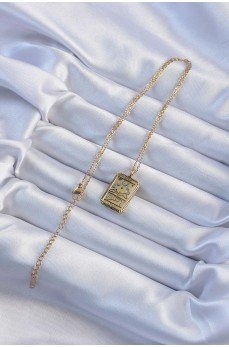 316L Çelik Zincir Eskitme Altın Renk Ay Figürlü Tarot Kolye