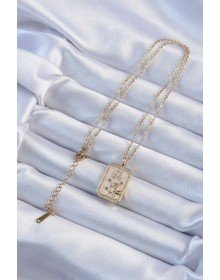 316L Çelik Zincir Altın Renk Zirkon Taşlı Aslan Figürlü Tarot Kolye