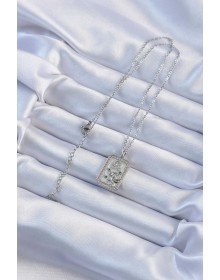 316L Çelik Zincir Gümüş Renk Zirkon Taşlı Aslan Figürlü Tarot Kolye