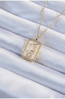 316L Çelik Zincir Altın Renk Zirkon Taşlı Çerçeveli Tarot Kolye