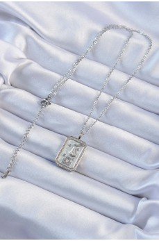 316L Çelik Zincir Gümüş Renk Zirkon Taşlı Çerçeveli Tarot Kolye