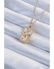 316L Çelik Zincir Altın Renk Zirkon Taşlı Boğa Figürlü Tarot Kolye