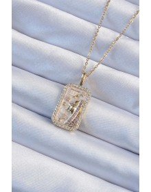 316L Çelik Zincir Altın Renk Zirkon Taşlı Yüz Figürlü Tarot Kolye