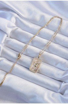 316L Çelik Zincir Altın Renk Zirkon Taşlı Yüz Figürlü Tarot Kolye