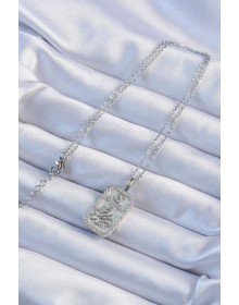 316L Çelik Zincir Gümüş Renk Zirkon Taşlı Çerçeveli Tarot Kolye