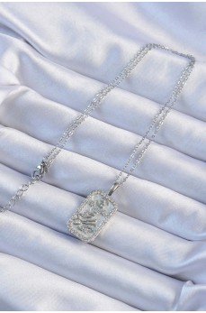 316L Çelik Zincir Gümüş Renk Zirkon Taşlı Çerçeveli Tarot Kolye