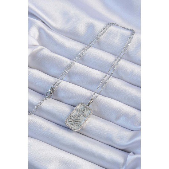 316L Çelik Zincir Gümüş Renk Zirkon Taşlı Çerçeveli Tarot Kolye 316L Çelik Zincir Gümüş Renk Zirkon Taşlı Çerçeveli Tarot Kolye